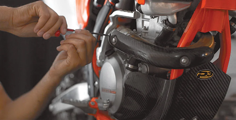 P3 Carbon Fiber Header Heat Shield - 4-Stroke Exhaust Pipe Guard for Off-Road Bikes