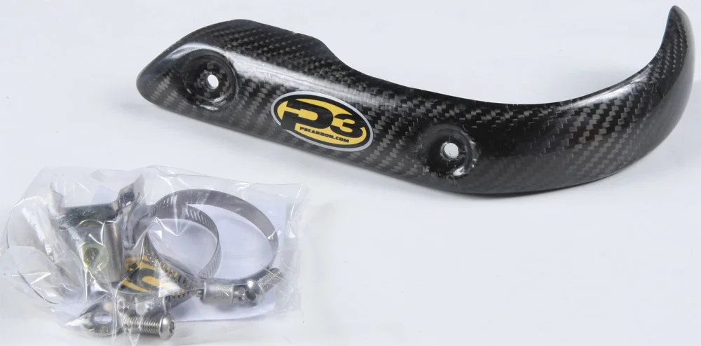 P3 Carbon Fiber Header Heat Shield - 4-Stroke Exhaust Pipe Guard for Off-Road Bikes
