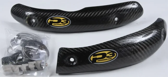 P3 Carbon Fiber Header Heat Shield - 4-Stroke Exhaust Pipe Guard for Off-Road Bikes