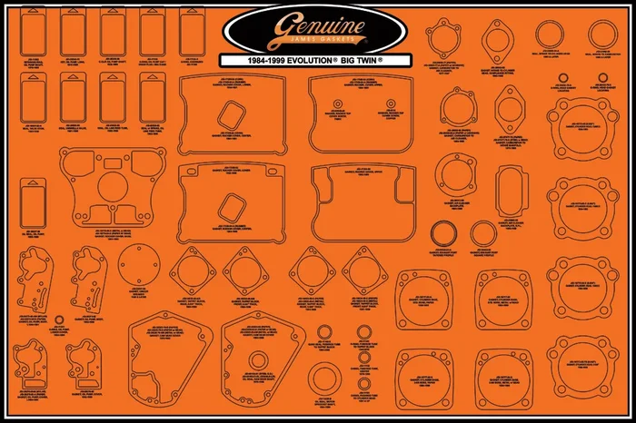 James Gaskets 99000-EVBT Gasket Display Board - Durable Organizational Solution for Powersports Enthusiasts