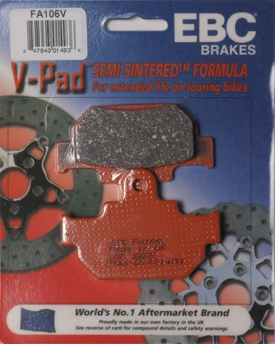 EBC Brakes FA106V V-Series Semi-Sintered Brake Pads - High-Performance Motorcycle Brake Pads