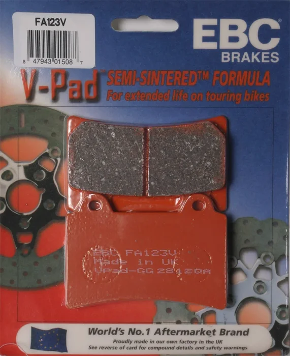 EBC Brakes FA123V V-Series Semi-Sintered Brake Pads - High-Performance Motorcycle Brake Pads