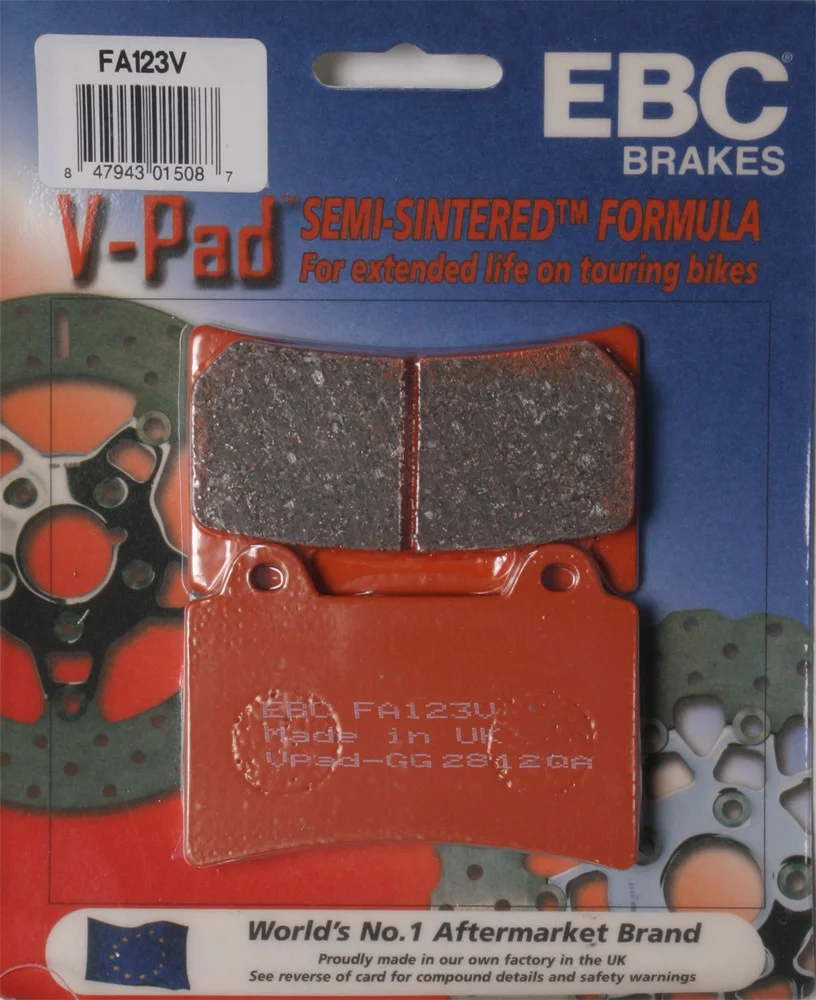 EBC Brakes FA123V V-Series Semi-Sintered Brake Pads - High-Performance Motorcycle Brake Pads