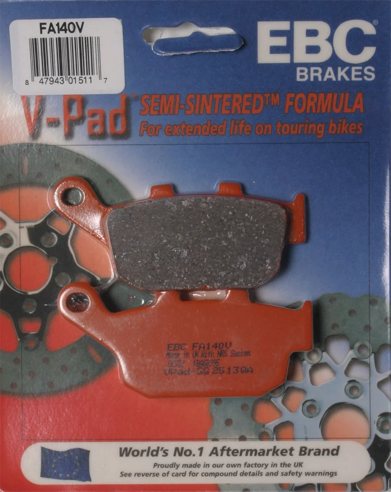 EBC Brakes FA140V V-Series Semi-Sintered Brake Pads - High-Performance Motorcycle Brake Pads