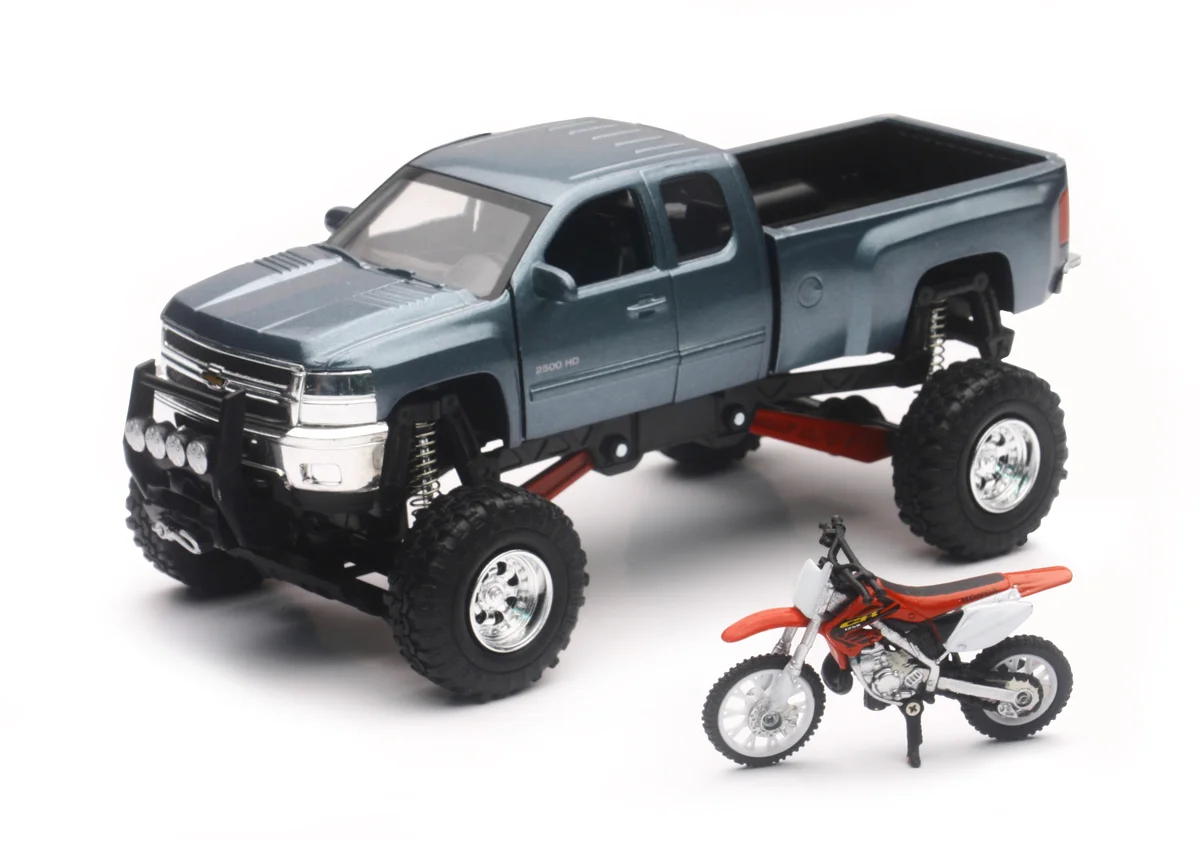 NEW-RAY 1:32 Scale Truck with Working Suspension - Dirt Bike Replica Accessory