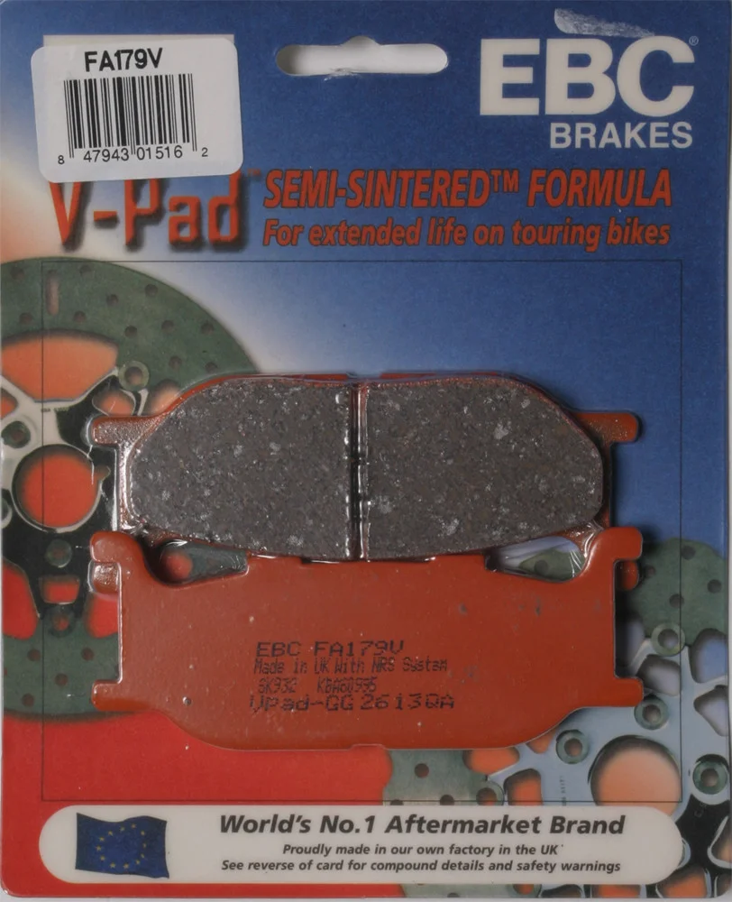 EBC Brakes V-Series Semi-Sintered Brake Pads - High-Performance Motorcycle Brake Pads