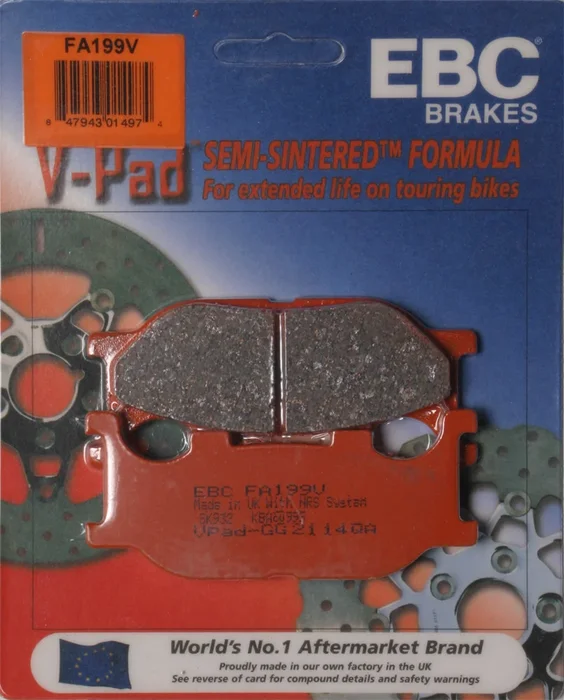 EBC Brakes FA199V V-Series Semi-Sintered Brake Pads - High-Performance Motorcycle Brake Pads