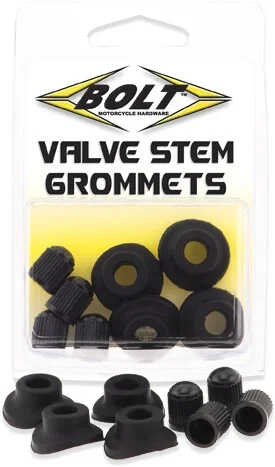 BOLT Valve Stem Grommets & Caps - Durable Rubber Seals for 2007-GRM Tires