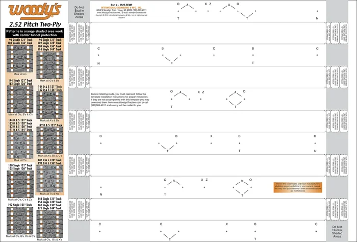 WOODYS - 252T-TEMP - 2.52" Pitch 2-Ply Stud Template