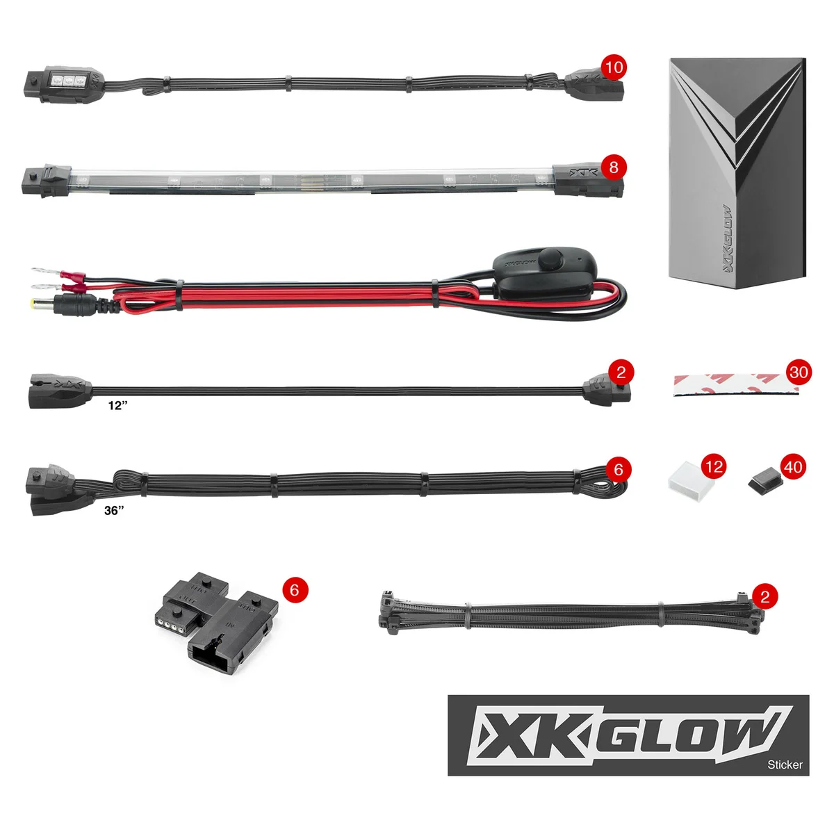 XK GLOW - XK034017 - Multi-color Motorcycle LED Accent Light Kit w/Remote Key Fob