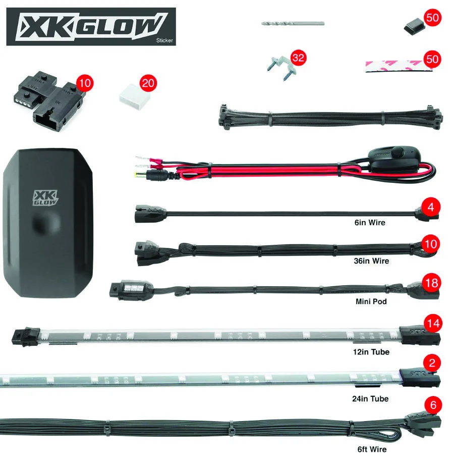 XK GLOW UTV LED Light Kit with Chrome Accents - Durable Off-Road Illumination