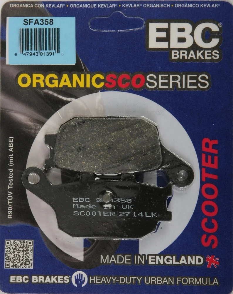 EBC SFA358 Organic Brake Pads - Quiet, High-Performance Rear Brake Shoes for Street & Dirt Bikes