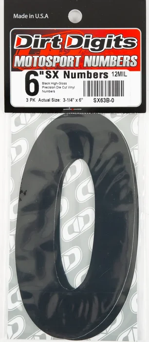 DIRT DIGITS SX63B-0 Super X Competition Stick-on Numbers - AMA Approved Adhesive Decals for Motocross Racing