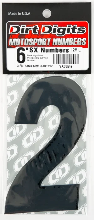 DIRT DIGITS SX63B-2 Super X Competition Stick-on Numbers - AMA Approved Graphics Decals
