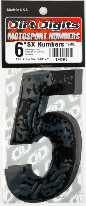 DIRT DIGITS SX63B-5 Super X Competition Stick-on Numbers - High-Performance Racing Decals
