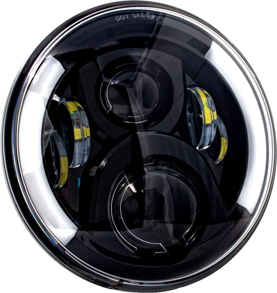 LETRIC LIGHTING CO - LLC-DHL-7TS - 7" LED DELUXE HDLGHT W TURNS BLACK W/ MNT ADAPTER