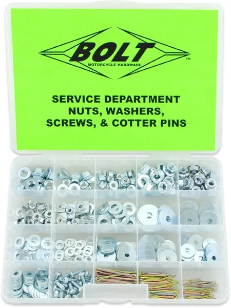 BOLT SVCNWSC 50-Piece Hardware Kit - Durable Stainless Steel Nut/Washer/Screw Set for Powersports Maintenance