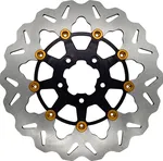 GBrakes - DF681CWS-B-G - ROTOR 11.8" FLOATING WAVE RR BLACK/GOLD BUTTONS