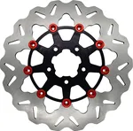 GBrakes - DF681CW-B-R - ROTOR 11.5" FLOATING WAVE RR BLACK/RED BUTTONS