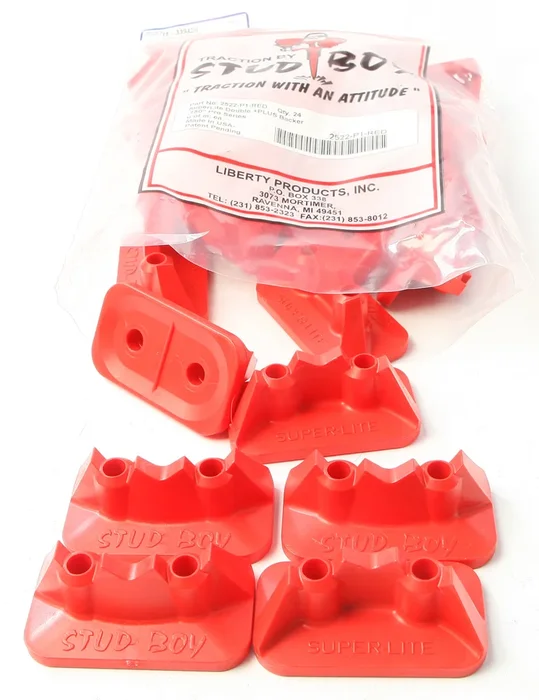 STUD BOY Super-Lite Pro Series Double Backers 0.75" Red - 24-Pack for Off-Road & Street Use