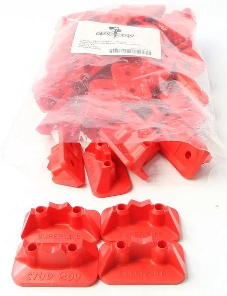 STUD BOY Super-Lite Pro Series Double Backers 0.75" Red - 48/Pk - High-Performance Motorcycle Accessories