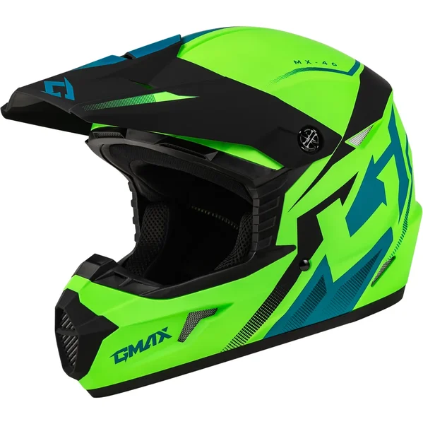 GMAX - D3464417 - MX-46 COMPOUND HELMET MATTE HI-VIS GREEN/BLK/BLUE XL